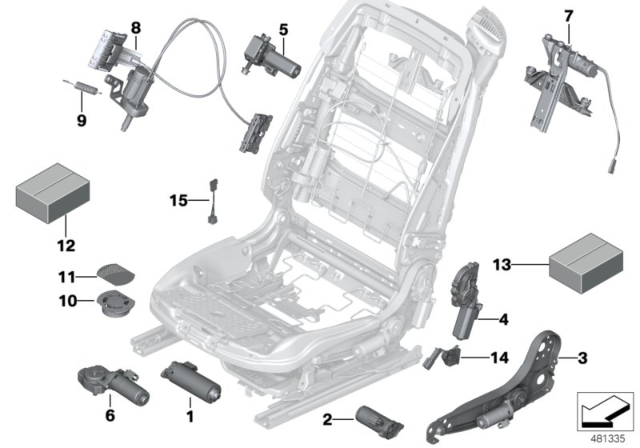 2014 BMW M6 Motor, Backrest Width Adjustment, Left Diagram for 52107309651