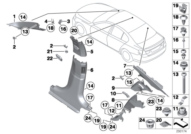 2015 BMW 750Li Trim Panel Diagram