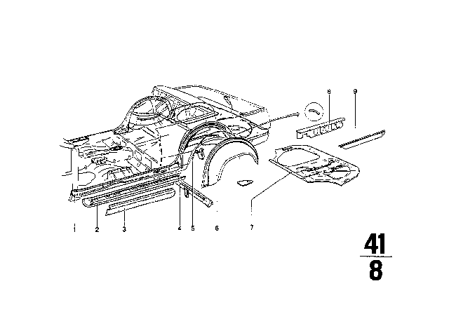 1972 BMW 2002tii Trunk Floor Diagram for 41121838992