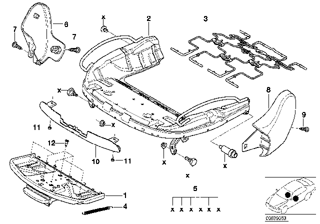 2001 BMW M3 Carrier Thigh Support Diagram for 52108226281