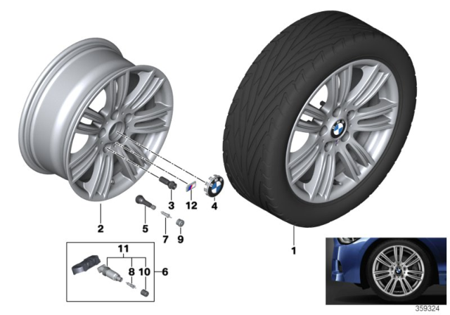 2016 BMW M235i BMW LA Wheel, M Star Spoke Diagram 2