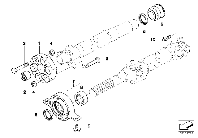 2007 BMW 323i Drive Shaft, Universal Joint / Centre Mounting Diagram