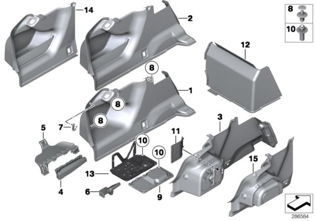 2013 BMW 535i Trunk Trim Panel Diagram