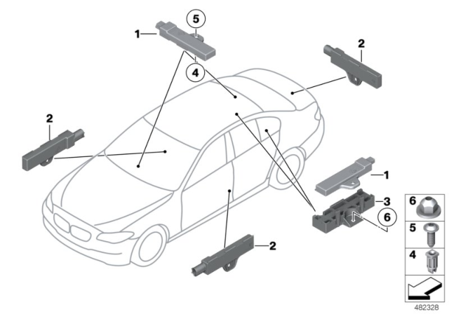 2016 BMW 550i Single Parts, Aerial, Comfort Access Diagram