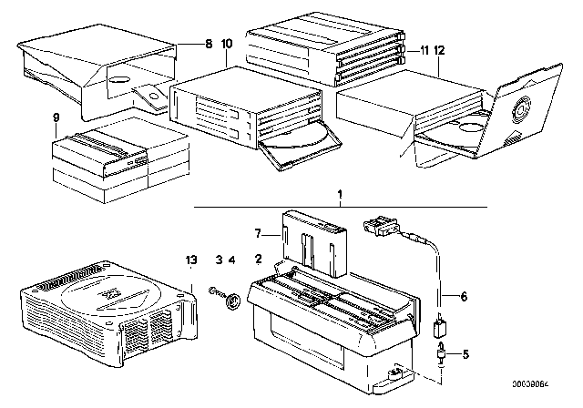 1994 BMW 530i Cassettedrawer Diagram for 65141374484