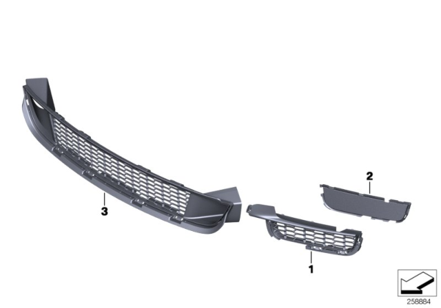 2015 BMW 640i xDrive Grille, Air Inlet, Middle Diagram for 51118050345