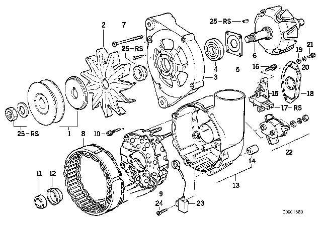 1991 BMW 735i Alternator, Individual Parts Diagram