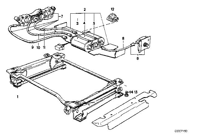 1979 BMW 633CSi Front Seat - Electrical Adjustable Seat Height Diagram