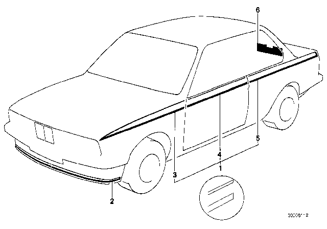 1978 BMW 630CSi Decorative Strip Silver Front Right Diagram for 51141866638
