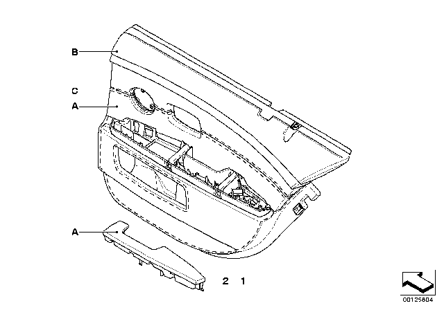 2002 BMW 745Li Sedan(E66) Individual Rear Door Trim Panel Diagram 2