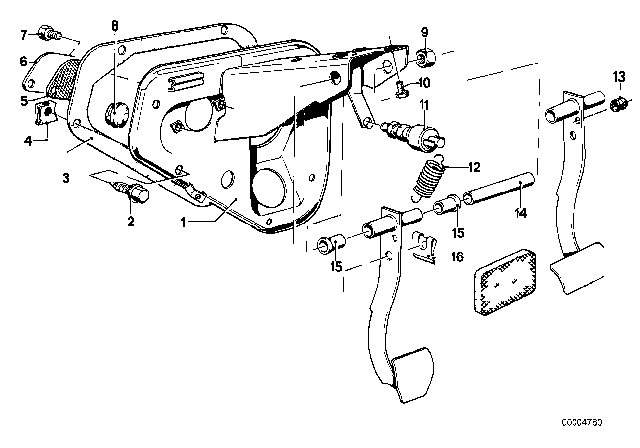 1982 BMW 633CSi Pedals / Stop Light Switch Diagram 1