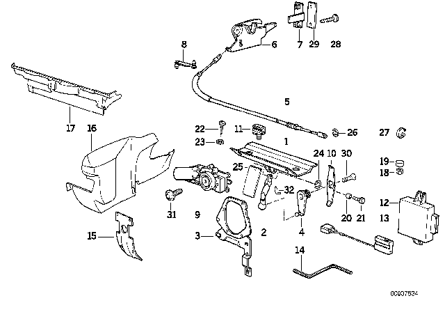 1987 BMW 325i Plate Diagram for 51258129351
