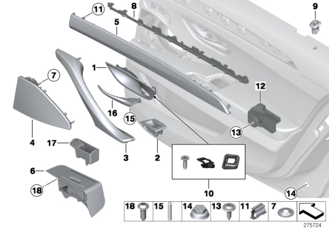 2013 BMW 550i Mounting Parts, Door Trim Panel Diagram 2