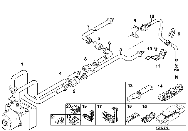 2003 BMW 330xi Pipe Clip Diagram for 16121183772