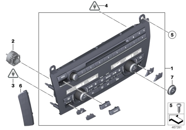 2014 BMW 740i Radio And A/C Control Panel Diagram 2
