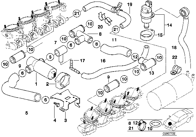 2001 BMW Z8 Idle Regulating Valve / Fuel Tank Vent Valve Diagram