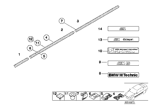 1993 BMW 325is Moulding Fender Rear Left Diagram for 51131977247