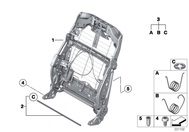2012 BMW 740i Seat, Front, Backrest Frame Diagram