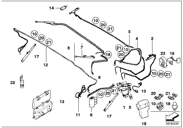 2000 BMW 323Ci Electro - Hydraulic Folding Top Parts Diagram