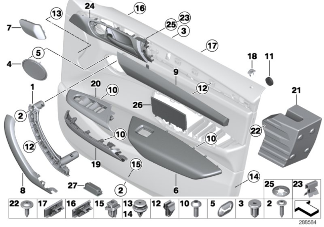 2017 BMW X4 Mounting Parts, Door Trim Panel Diagram 1