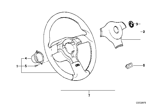 1990 BMW 325ix Horn Button Schwarz Diagram for 32332226656