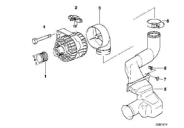 1998 BMW 528i Alternator, Individual Parts Diagram 1