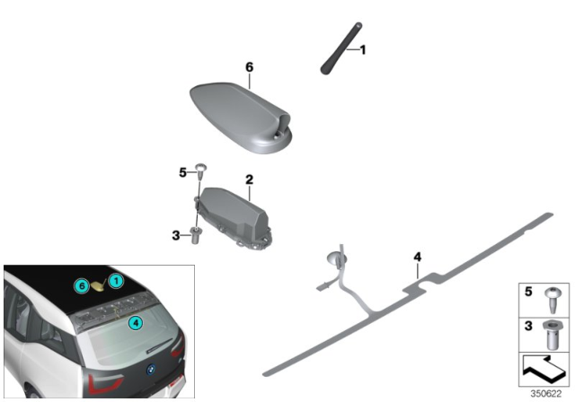 2019 BMW i3s Aerial Parts Diagram