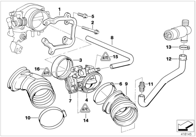 2000 BMW Z3 Secondary Throttle Body Diagram for 13541748840