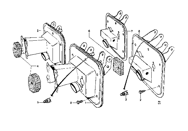 1969 BMW 2000 Pedals - Supporting Bracket Diagram