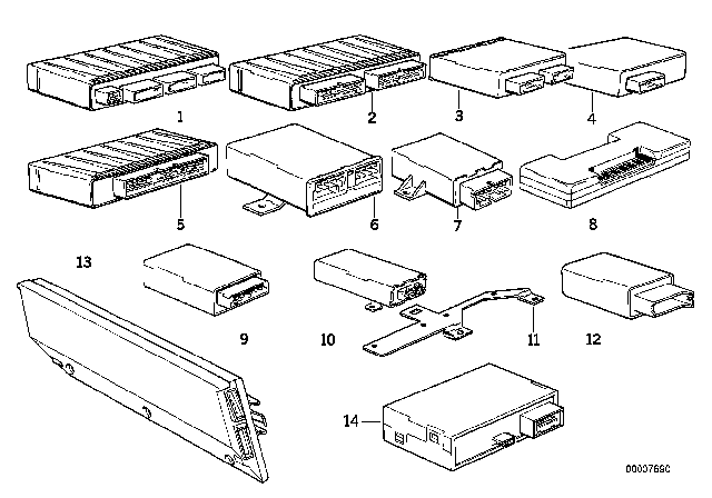 1993 BMW 740i Exchange.-Basic Modul Diagram for 61358350345