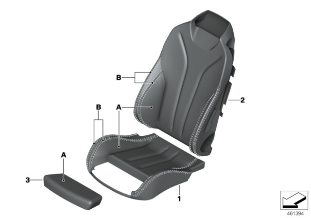 2018 BMW 440i Individual Sports Seat Cover, Front Diagram 2