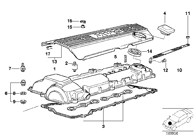 1991 BMW 325is Cover Diagram for 11121738173
