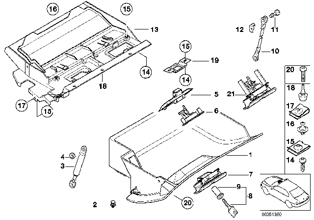 2003 BMW 530i Glove Box Lock Lower Part Diagram for 51168254119