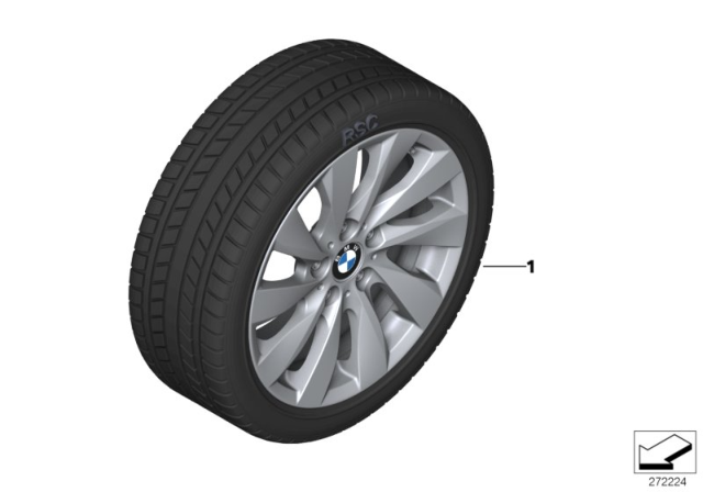 2019 BMW M240i Winter Wheel With Tire Turbine Spoke Diagram