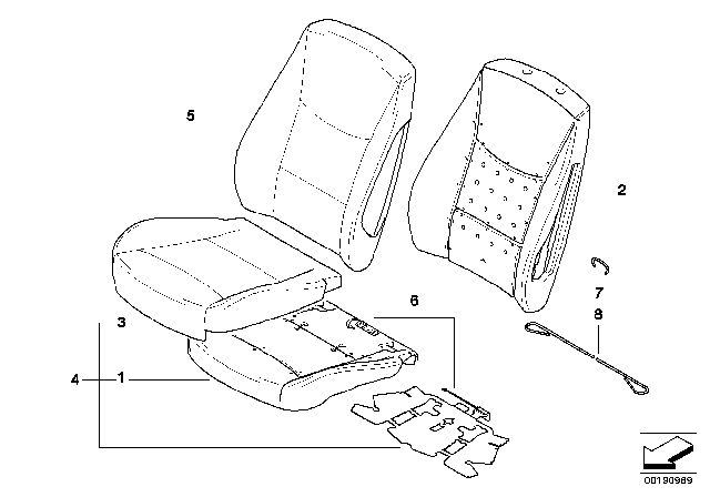 2010 BMW 328i Seat, Front, Cushion & Cover Diagram 3