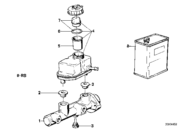 1988 BMW M3 Brake Master Cylinder / Expansion Tank Diagram