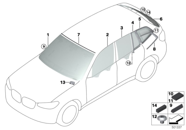 2019 BMW X3 Windshield Adhesive Kit Diagram for 83192289180