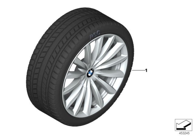 2020 BMW 740i xDrive Winter Wheel With Tire V-Spoke Diagram 2
