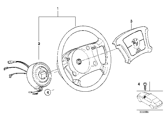 1996 BMW 840Ci Steering Wheel Airbag Diagram