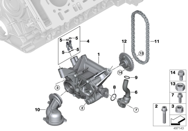 2019 BMW 750i Lubrication System / Oil Pump With Drive Diagram