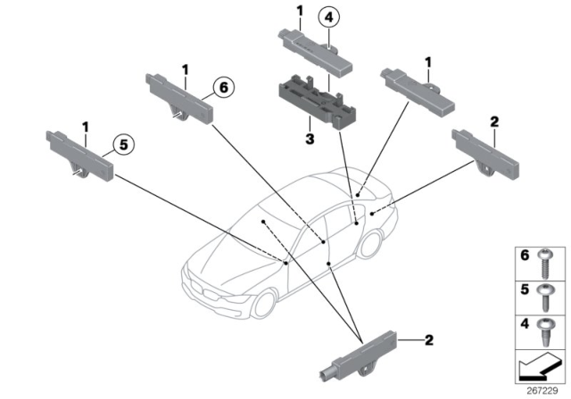2014 BMW 320i Single Parts, Aerial, Comfort Access Diagram