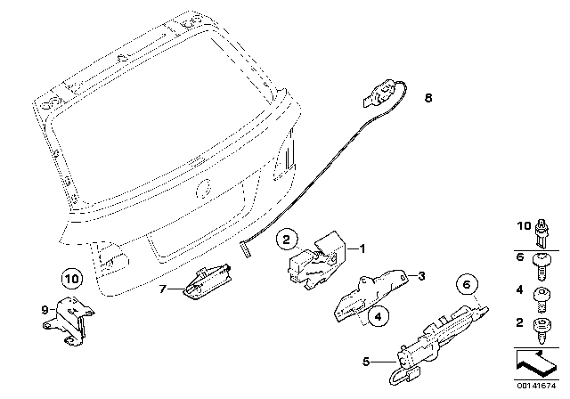 2007 BMW 530xi Trunk Lid / Closing System Diagram