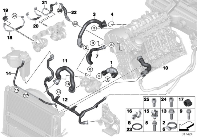 2011 BMW 1 Series M Line, Engine Feed-Coolant Pump Diagram for 11537558522