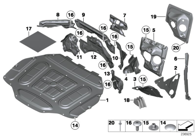 2011 BMW Alpina B7 Sound Insulating Dash Panel Engine Room Diagram for 51486989304