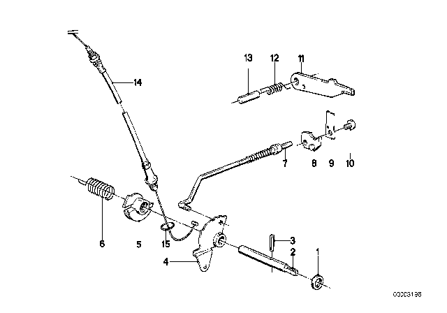 1981 BMW 633CSi Gear Shift / Parking Lock (ZF 4HP22/24) Diagram