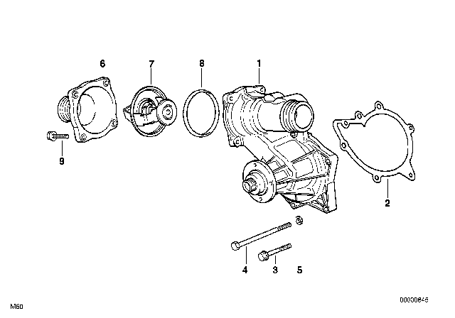 1993 BMW 740iL Thermostat Diagram for 11531702279