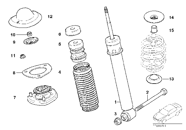 2002 BMW X5 Rear Shock Absorber Diagram for 33526761928