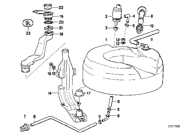 1996 BMW 850Ci Headlight Cleaning System Diagram 1