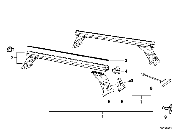 1993 BMW 740iL Rack Pad,Front Right/Rear Left Diagram for 82719404344