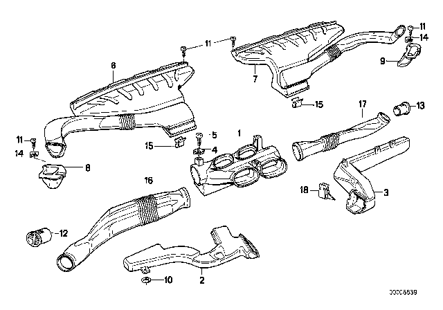 1993 BMW M5 Heater Duct Right Diagram for 64221908702